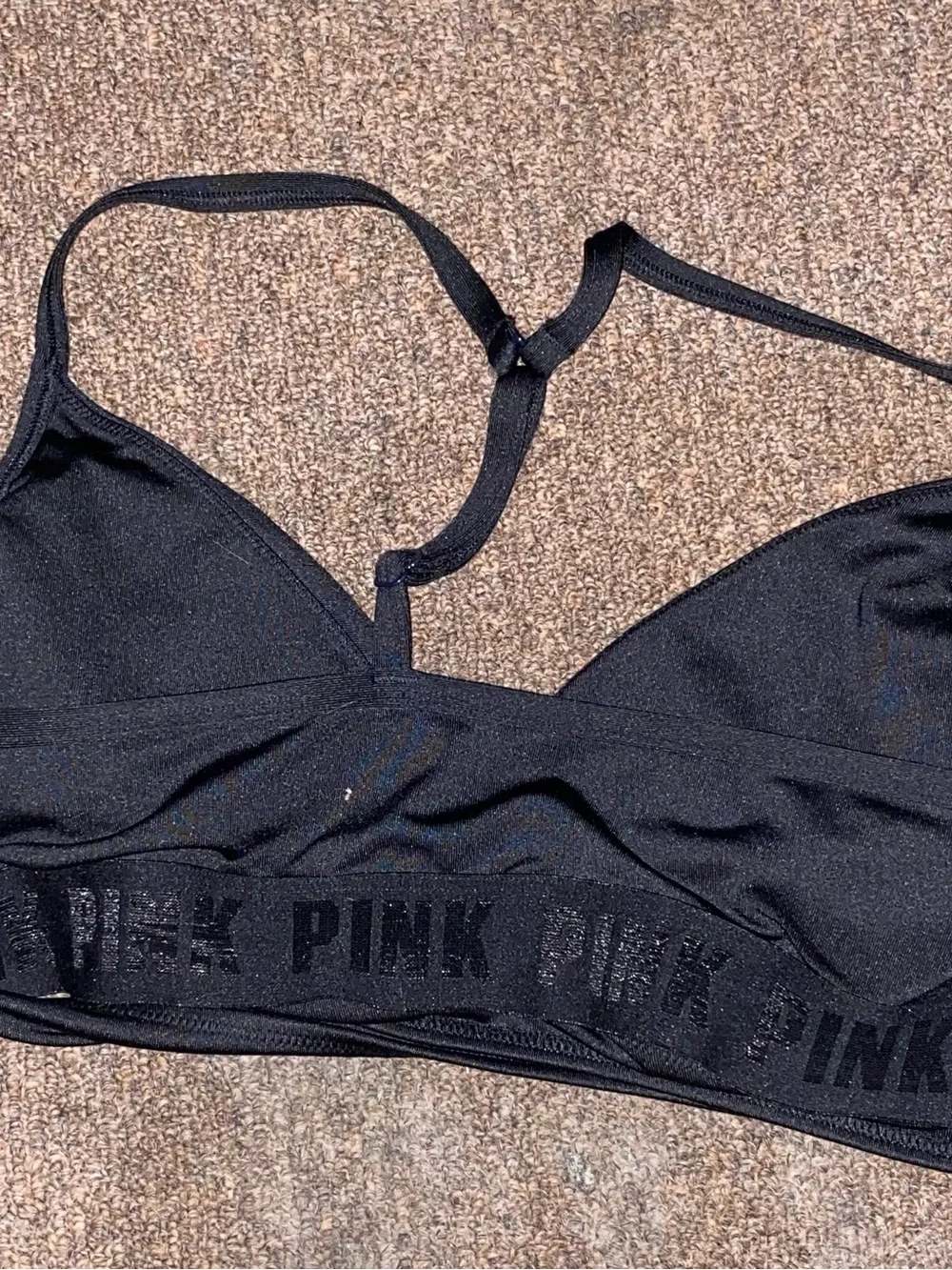 PINK Victoria's Secret Black Swim Bikini Top Ultimate lightly lined